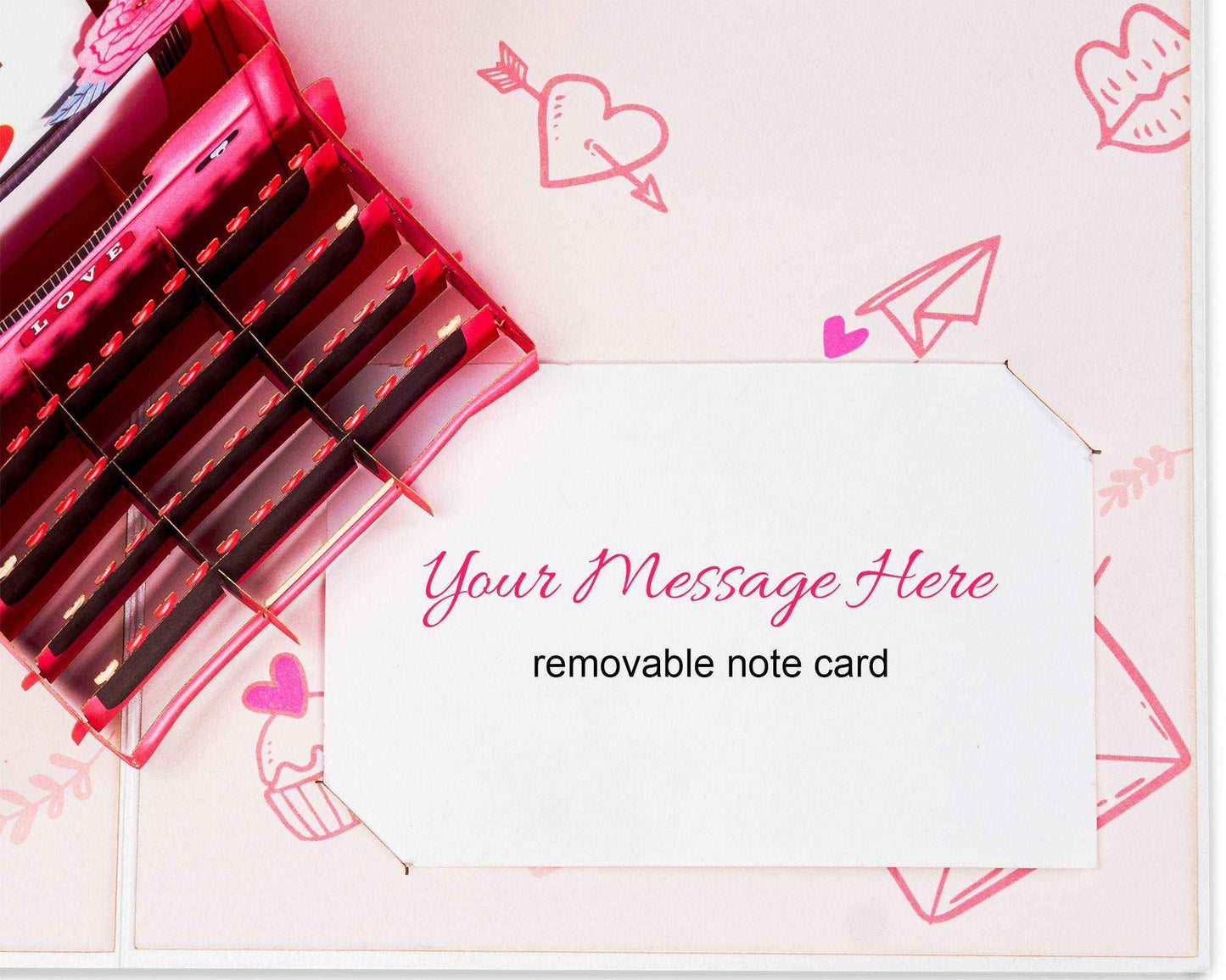 Paper Love Pop Up Cards - Love Typewriter Pop Up Card - 5" x 7"