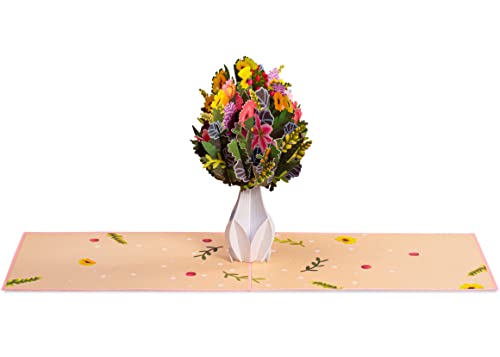 Open flower vase pop-up card showcasing intricate floral details.
