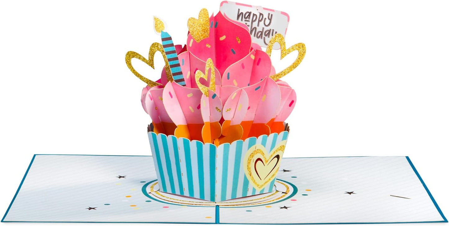 Happy Birthday Cupcake Pop Up Card, with Keepsake - Paper Love