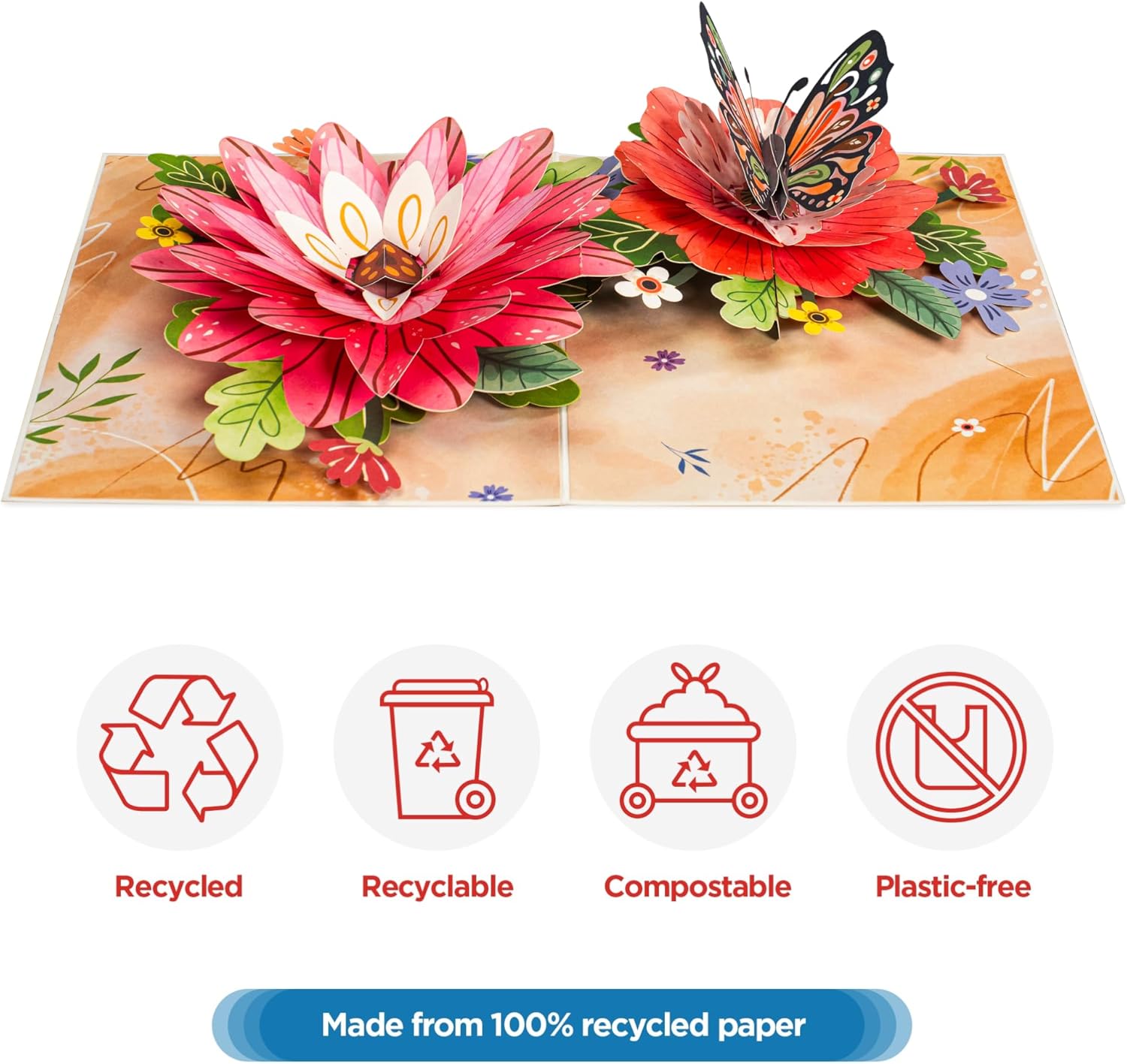 Bloom and Butterfly Pop Up Card - 8"x6" - Paper Love