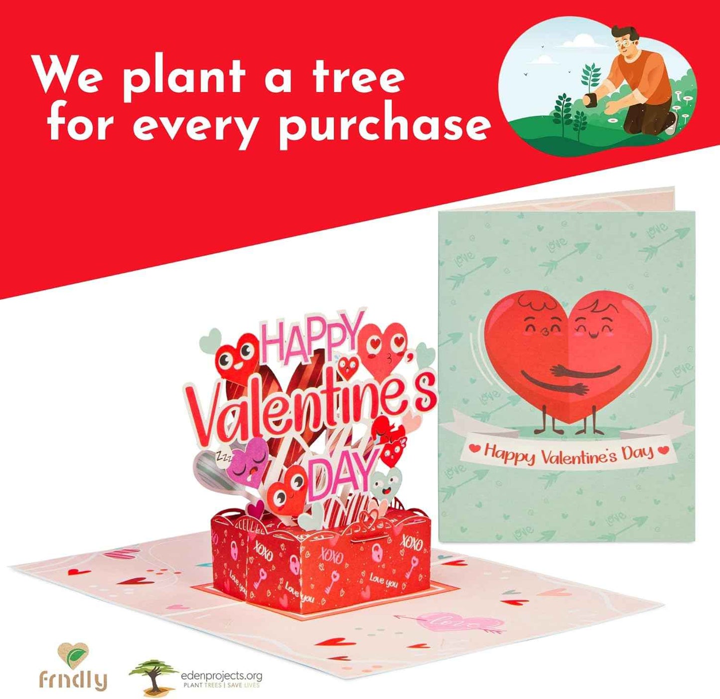 Paper Love Pop Up Cards - Happy Valentines Day Pop Up Card - Frndly 5" x 7"