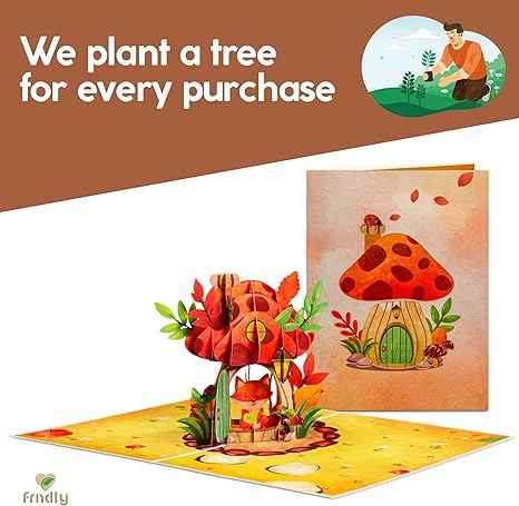 Paper Love Pop Up Cards - Fox In Mushroom House Frndly Pop Up Card