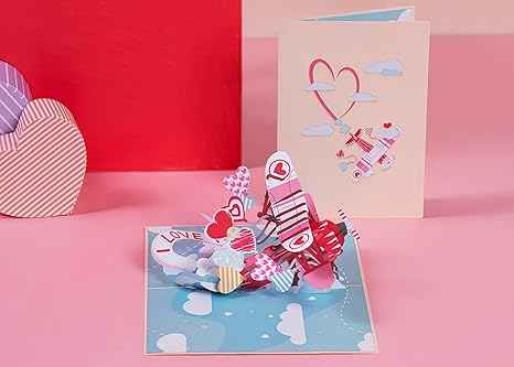 Paper Love Pop Up Cards - I Love You Biplane Pop Up Card - 5" x 7"