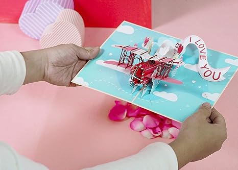 I Love You Biplane Pop Up Card - 5" x 7" - Paper Love