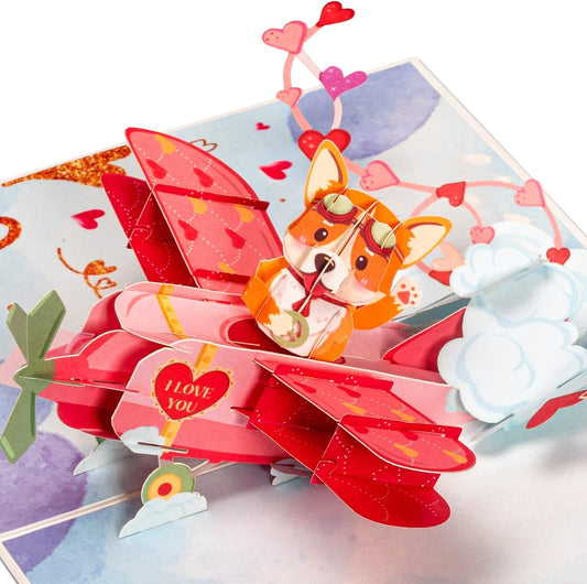 Dog Biplane - Frndly Pop Up Card 8"x6" - Paper Love