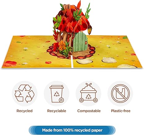 Fox In Mushroom House Frndly Pop Up Card - Paper Love