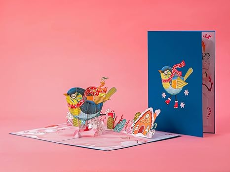 Holiday Bird Pop Up Christmas Card - Paper Love