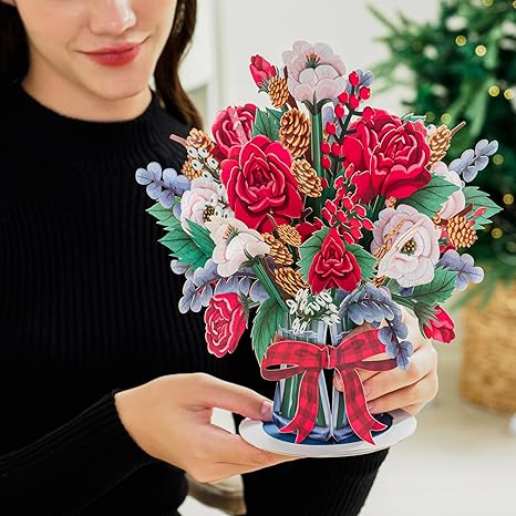 HugePop Joyous Flower Bouquet Pop Up Christmas Card - Paper Love