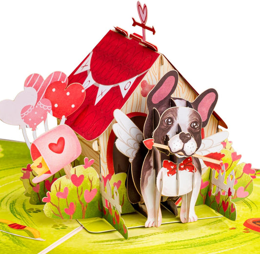 Pup's Love Cabin Pop Up Card, with Keepsake - 5"x7" - Paper Love