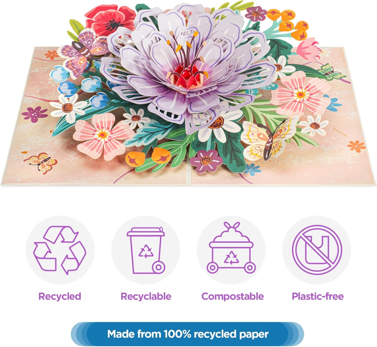 Floral Bliss 3D Pop Up Card - 8" x 6" - Paper Love