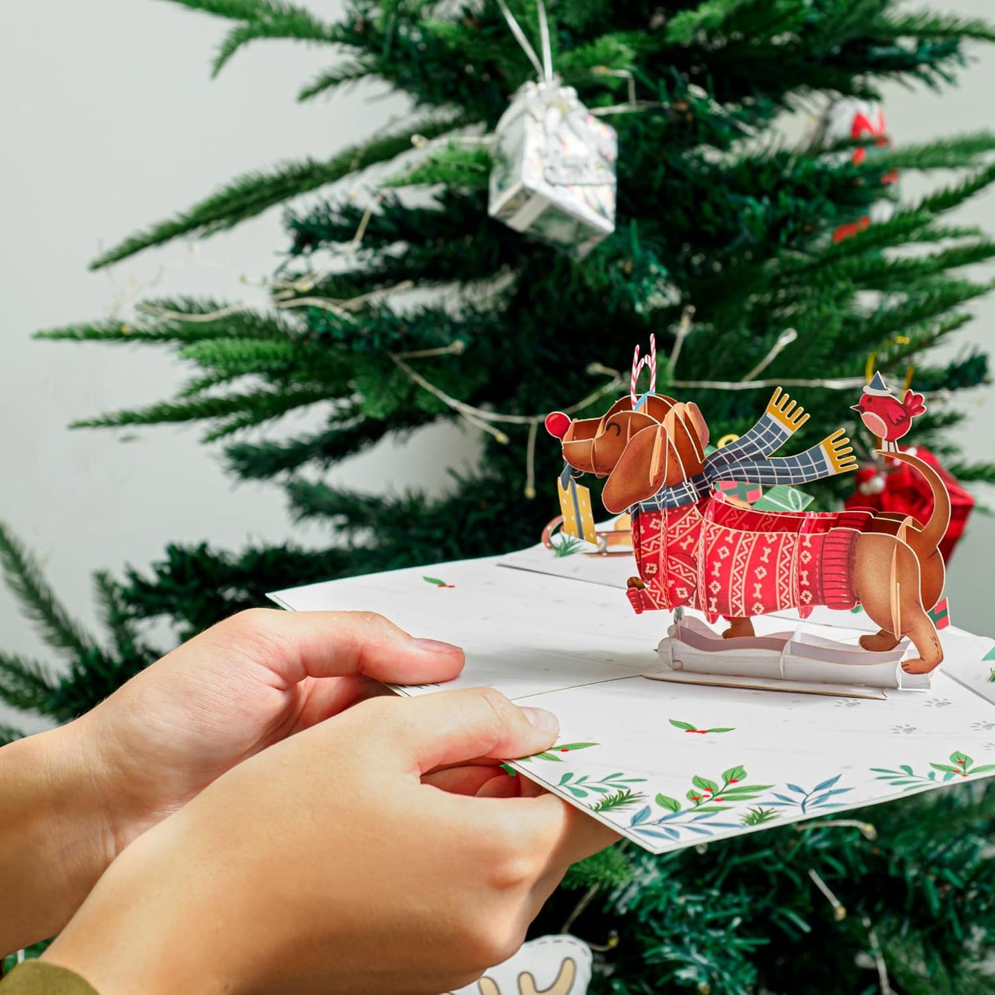 Woofy Christmas Pop Up Card, with Keepsake - Paper Love