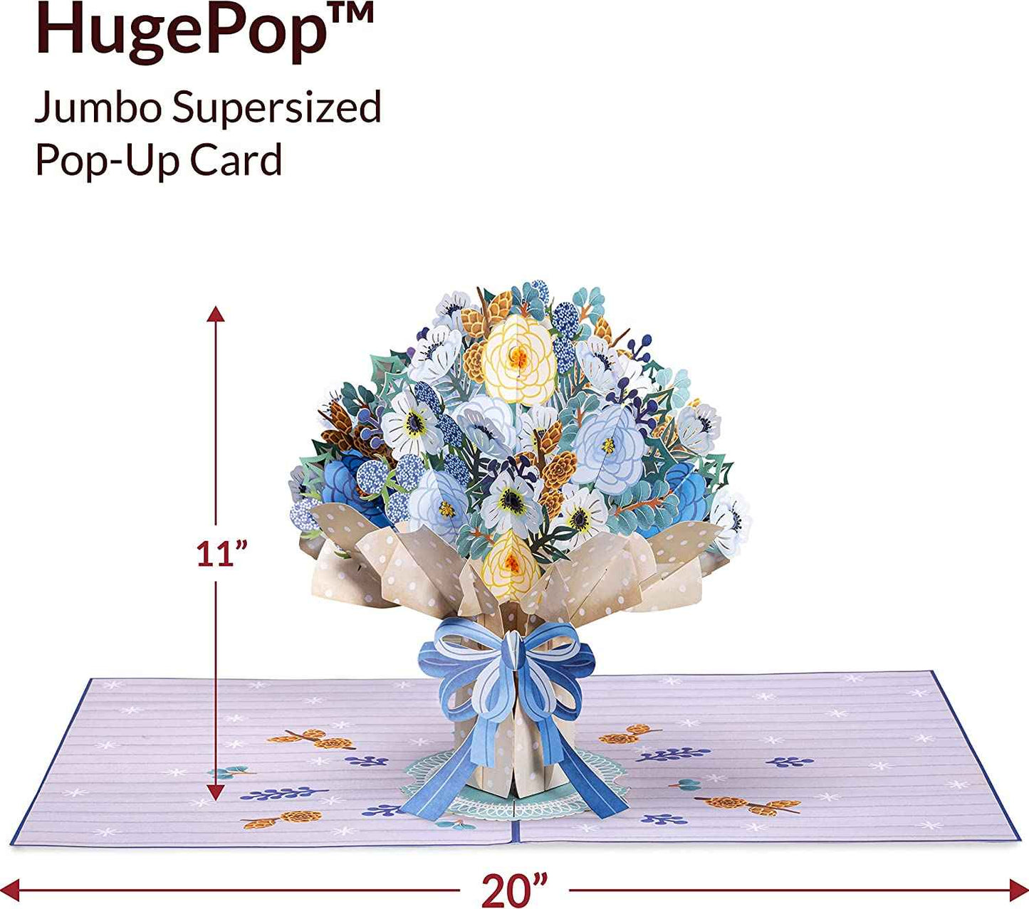 Paper Love Pop Up Cards - HugePop Magical Flower Bouquet Pop Up Card, With Detachable Flowers