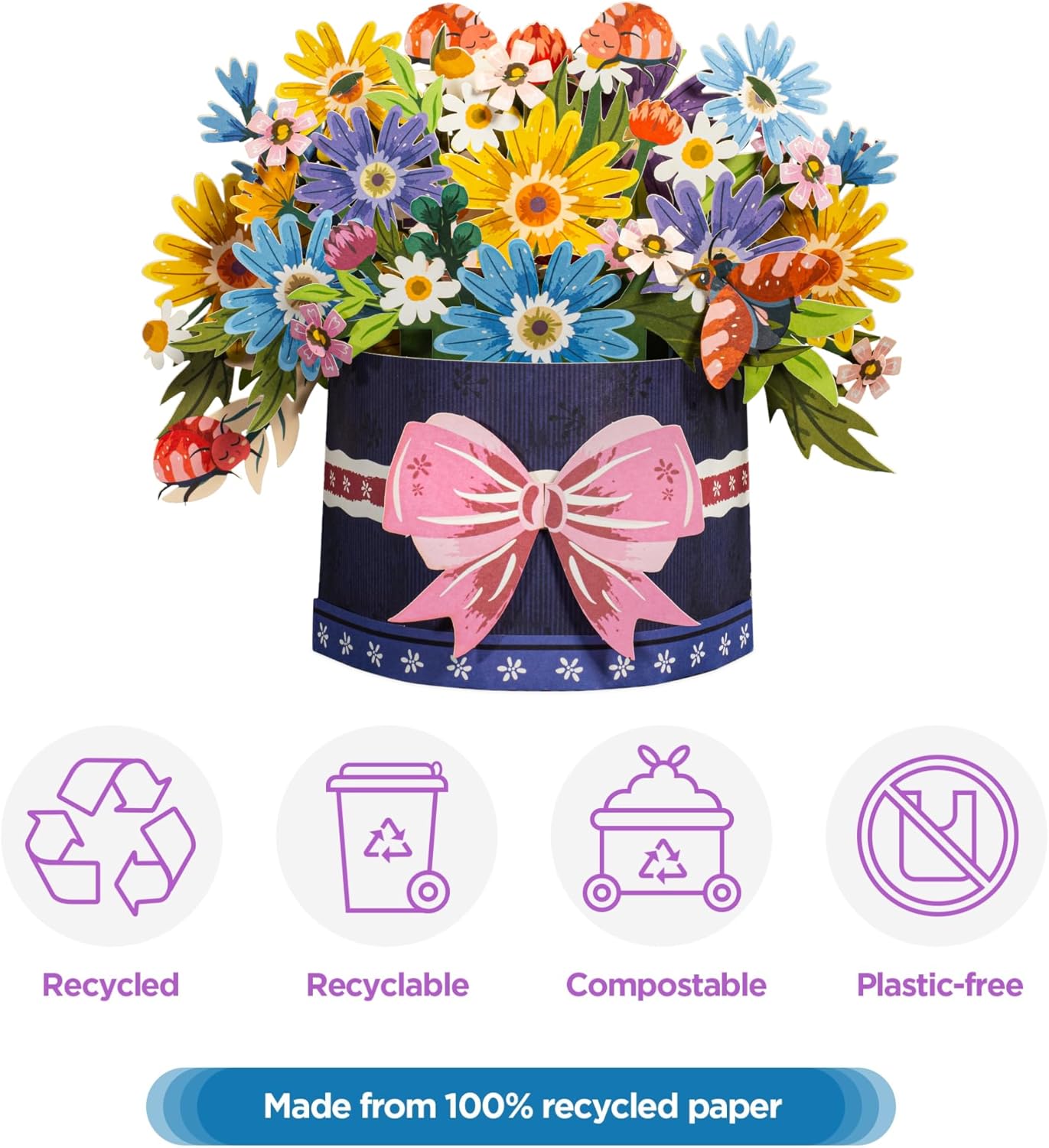 Festive Flower Box Pop Up Card - Frndly 10" Inch Bouquet