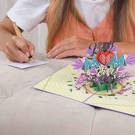 Paper Love Pop Up Cards - Floral Best Mom Ever Pop Up Card