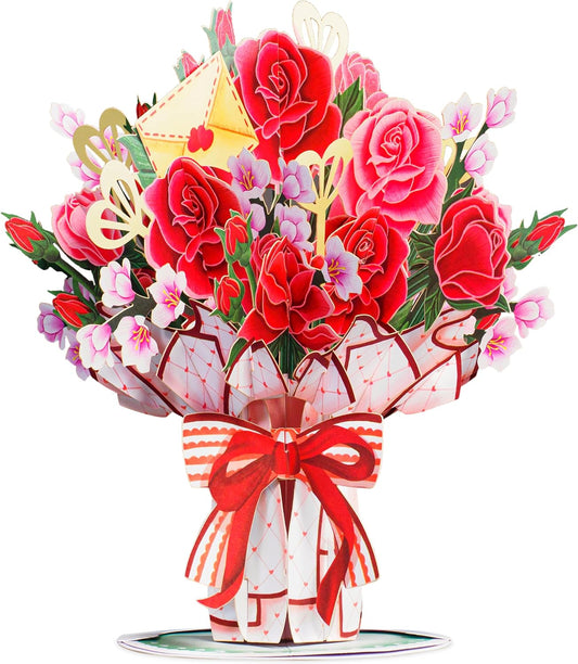 Lovely Rose Bouquet Oversized Pop Up Card with Keepsake - Paper Love