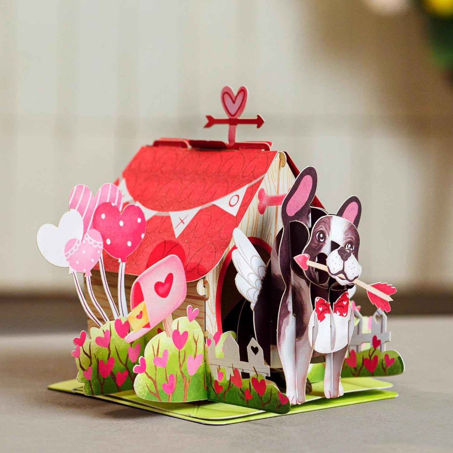 Paper Love Pop Up Cards - Pup's Love Cabin Pop Up Card, with Keepsake - 5"x7"