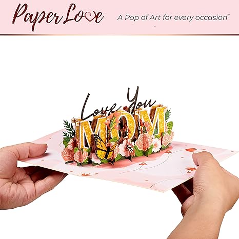 Love You Mom Pop Up Card - Paper Love
