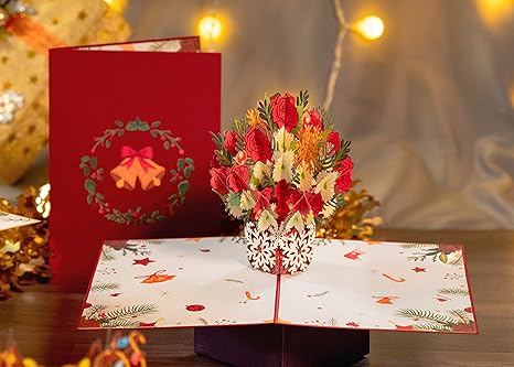 Christmas Flowers Pop Up Card - Paper Love