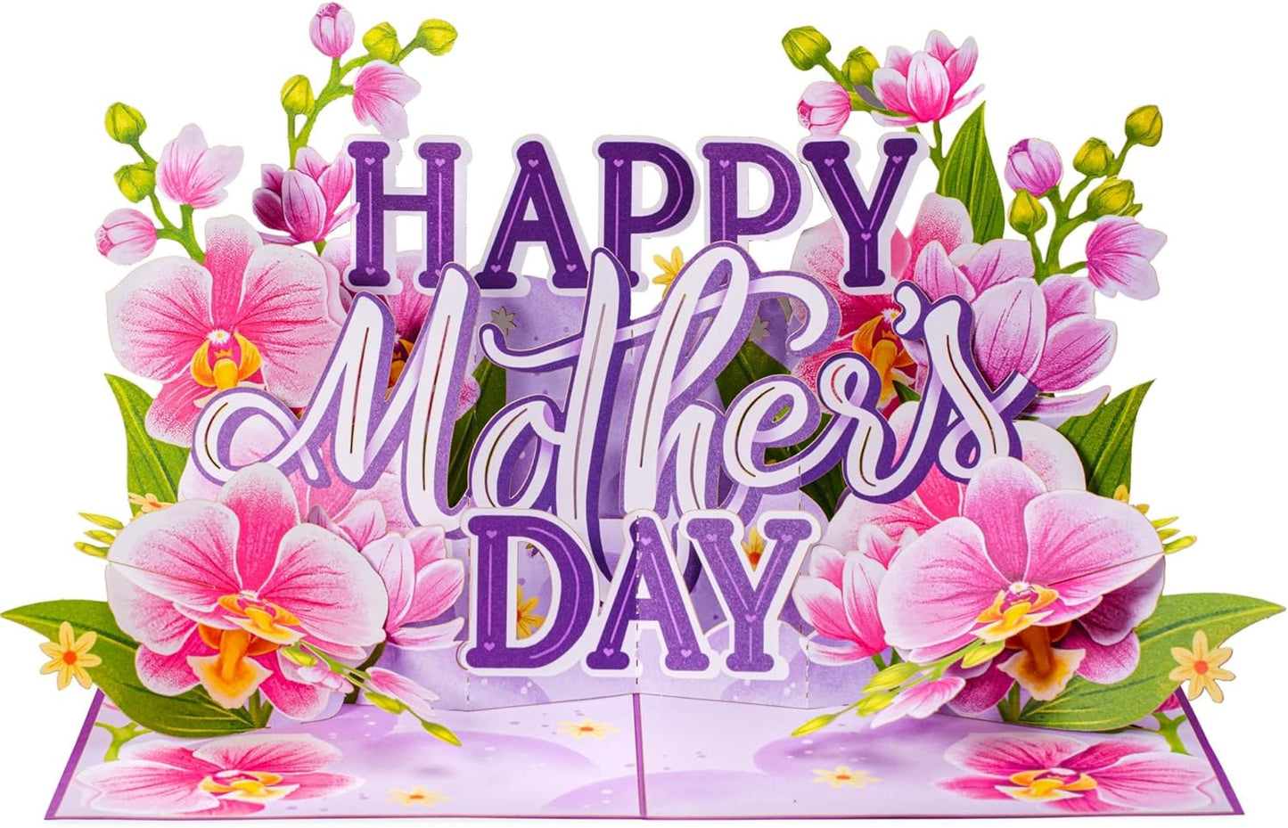 Paper Love Pop Up Cards - Happy Mothers Day Orchids Pop Up Card - 5" x 7"