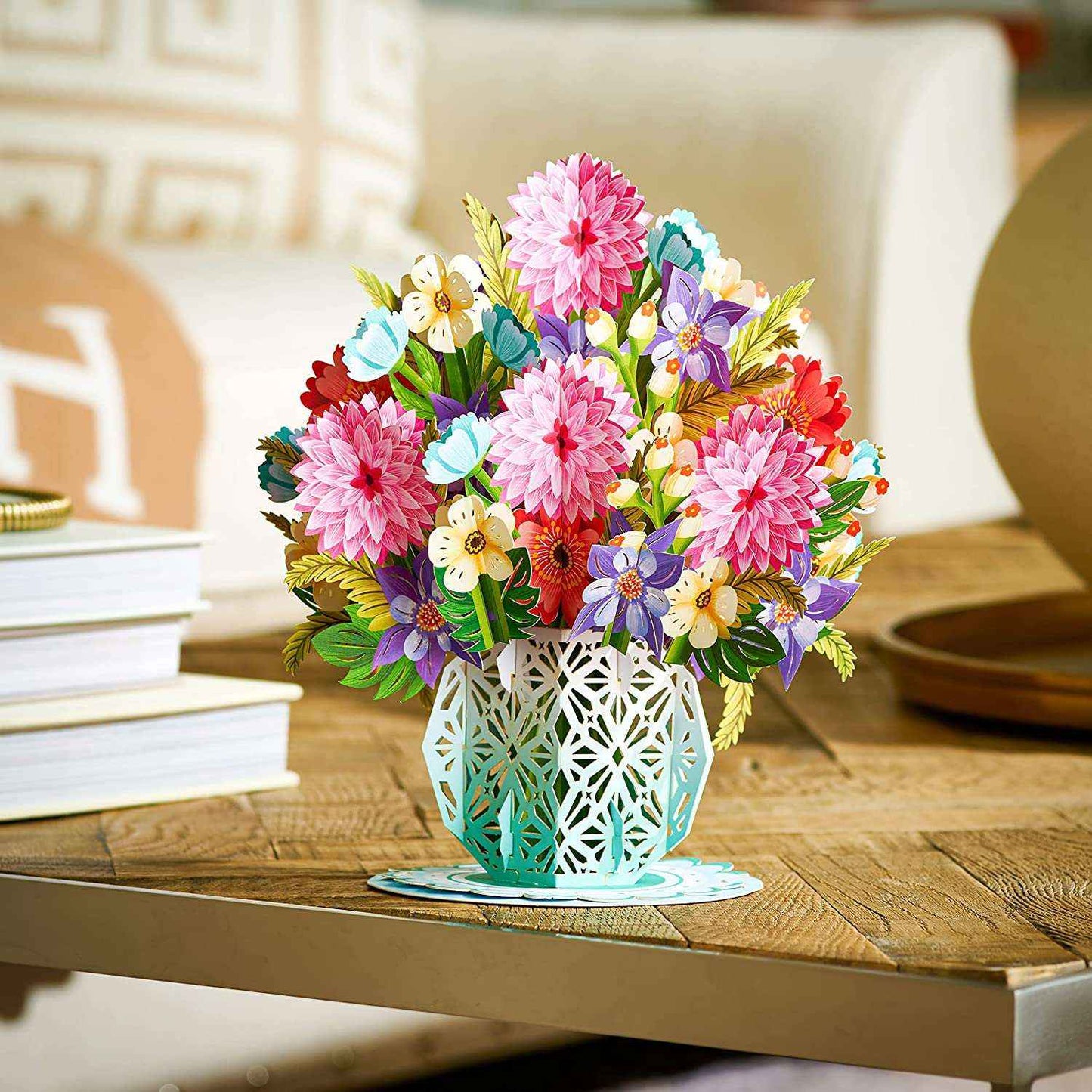 Paper Love Pop Up Cards - HugePop Spring Flower Bouquet Pop Up With Detachable Paper Flower