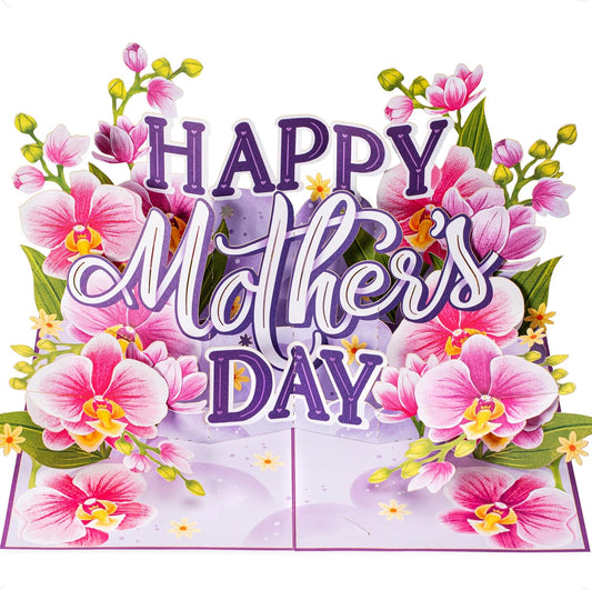 Happy Mothers Day Orchids Pop Up Card - 5" x 7" - Paper Love