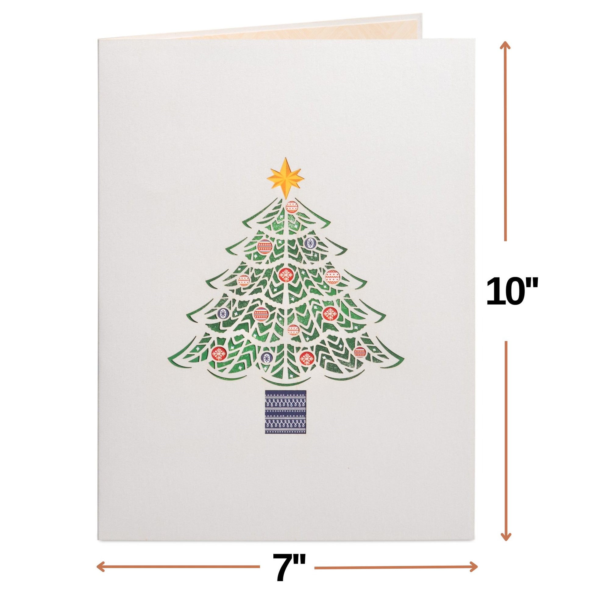Oversized Christmas Tree Pop Up Card, 10" x 7" Includes Envelope and Note Tag - Paper Love
