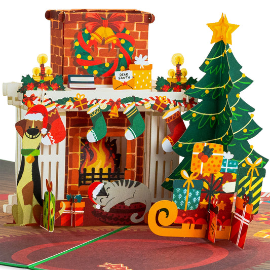 Fireplace Pop Up Christmas Card - Paper Love