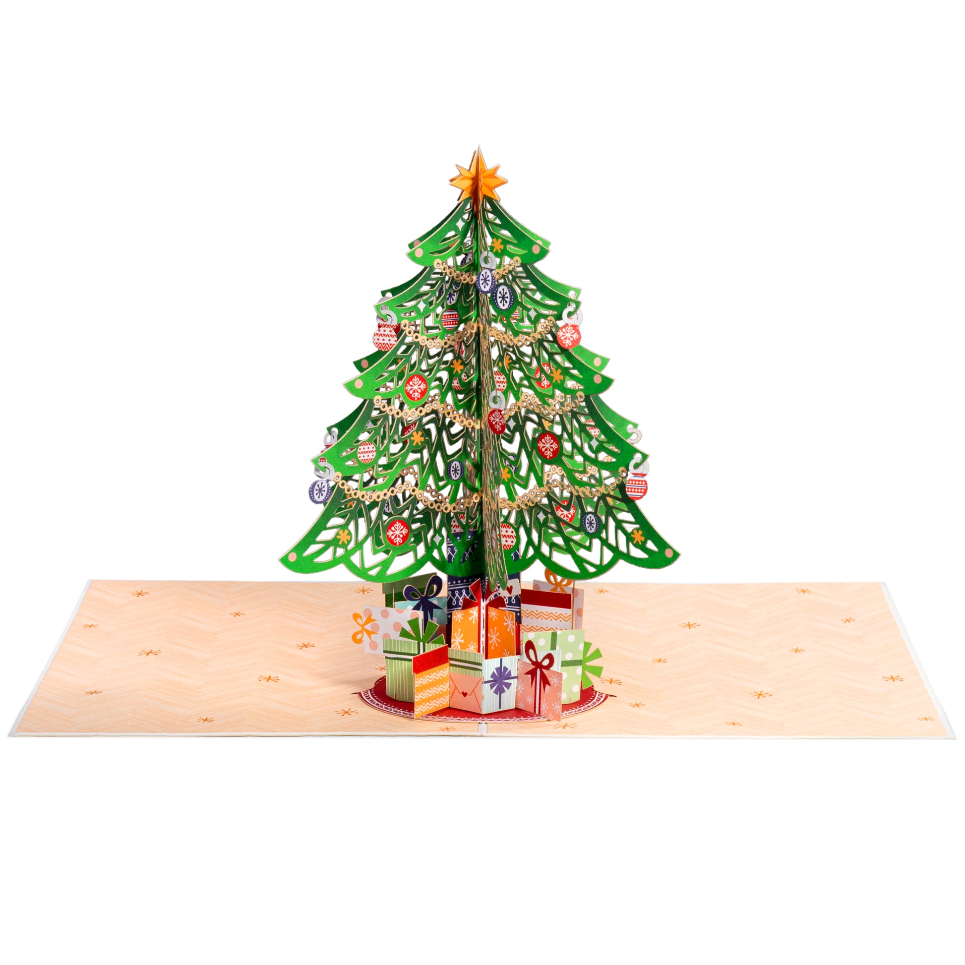Oversized Christmas Tree Pop Up Card, 10" x 7" Includes Envelope and Note Tag - Paper Love