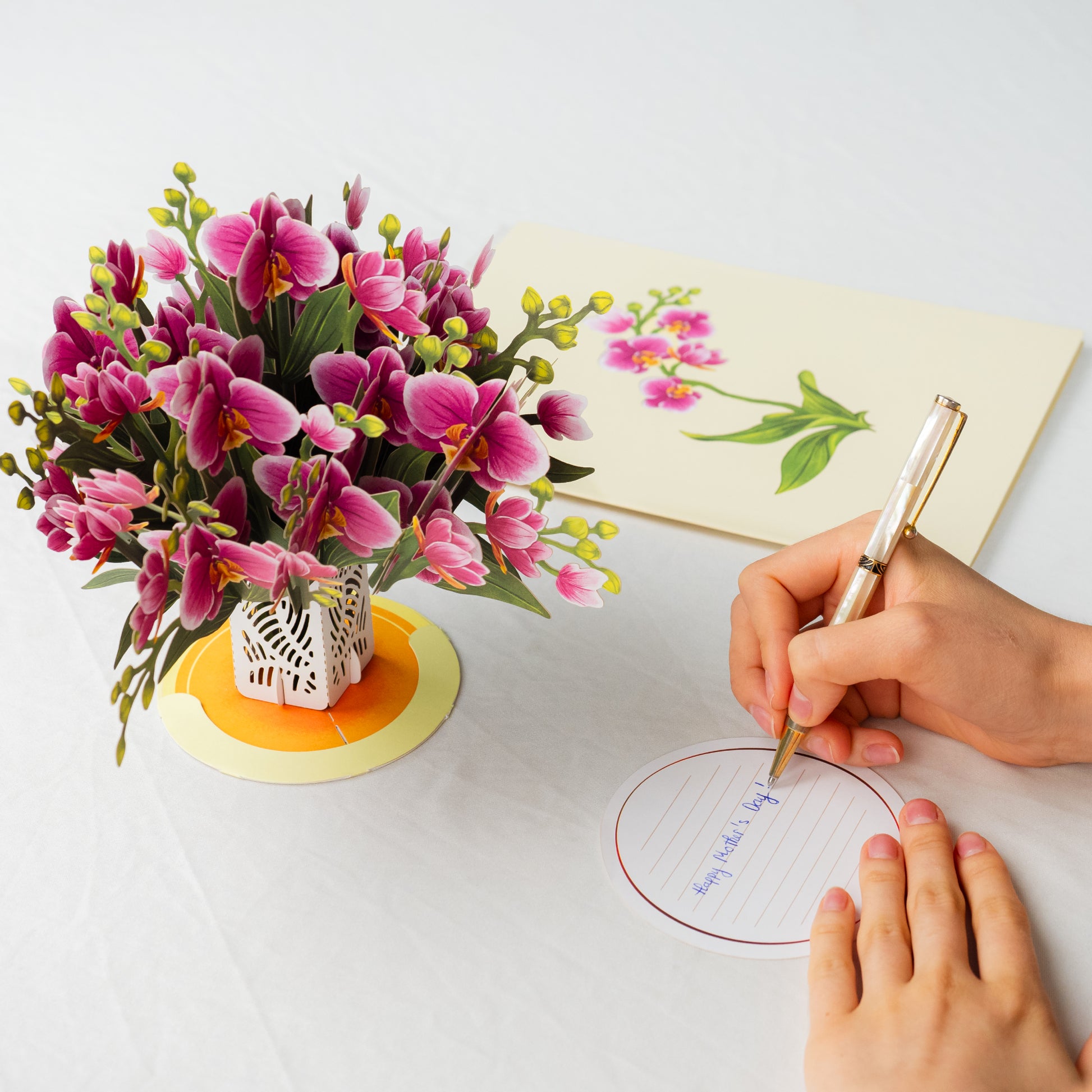 Orchid Flower Bouquet Pop-Up Card with Keepsake - Paper Love