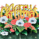 Floral Merry Christmas pop-up card with vibrant flowers and festive design.