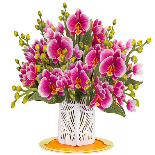 Orchid Flower Bouquet Pop-Up Card with Keepsake - Paper Love