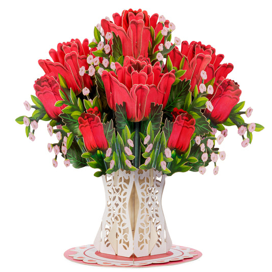 Lovely Roses Bouquet Oversized Pop Up Card with Keepsake - Paper Love