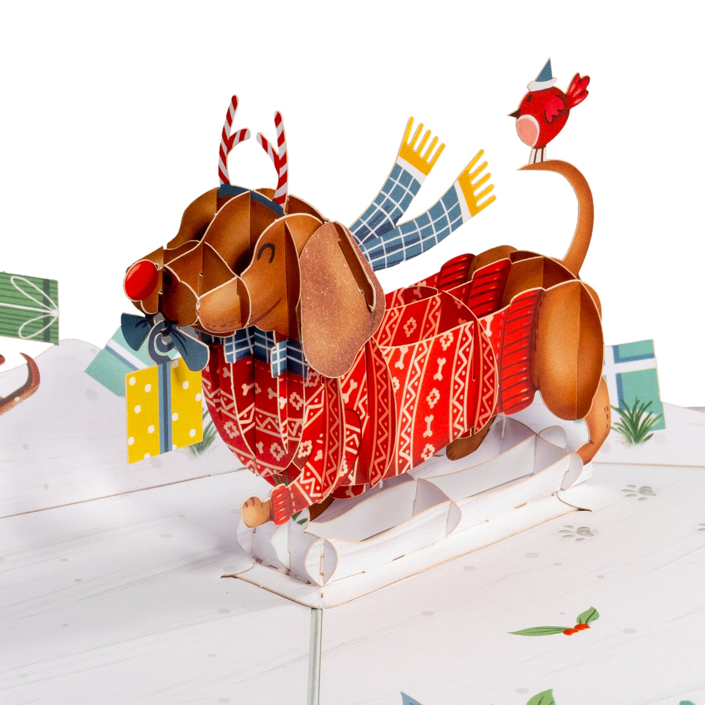 Woofy Christmas Pop Up Card, with Keepsake - Paper Love