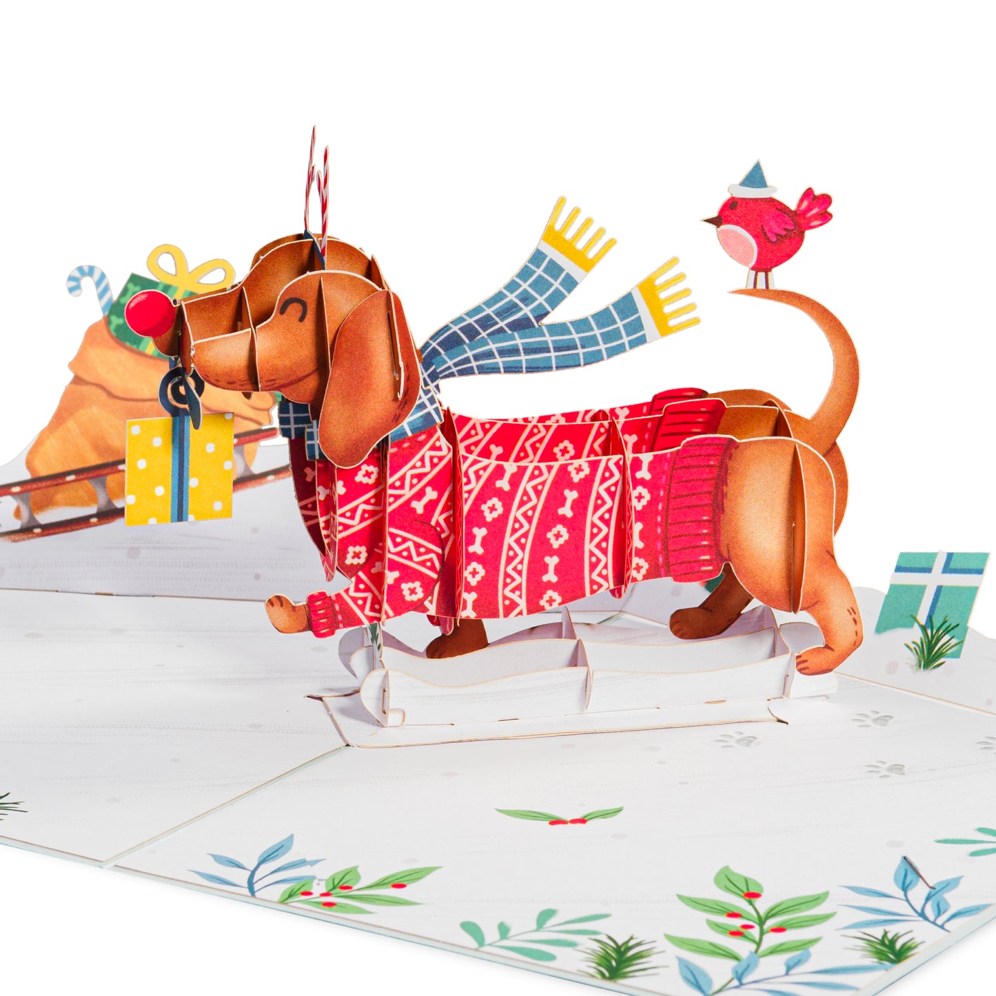 Woofy Christmas Pop Up Card, with Keepsake - Paper Love
