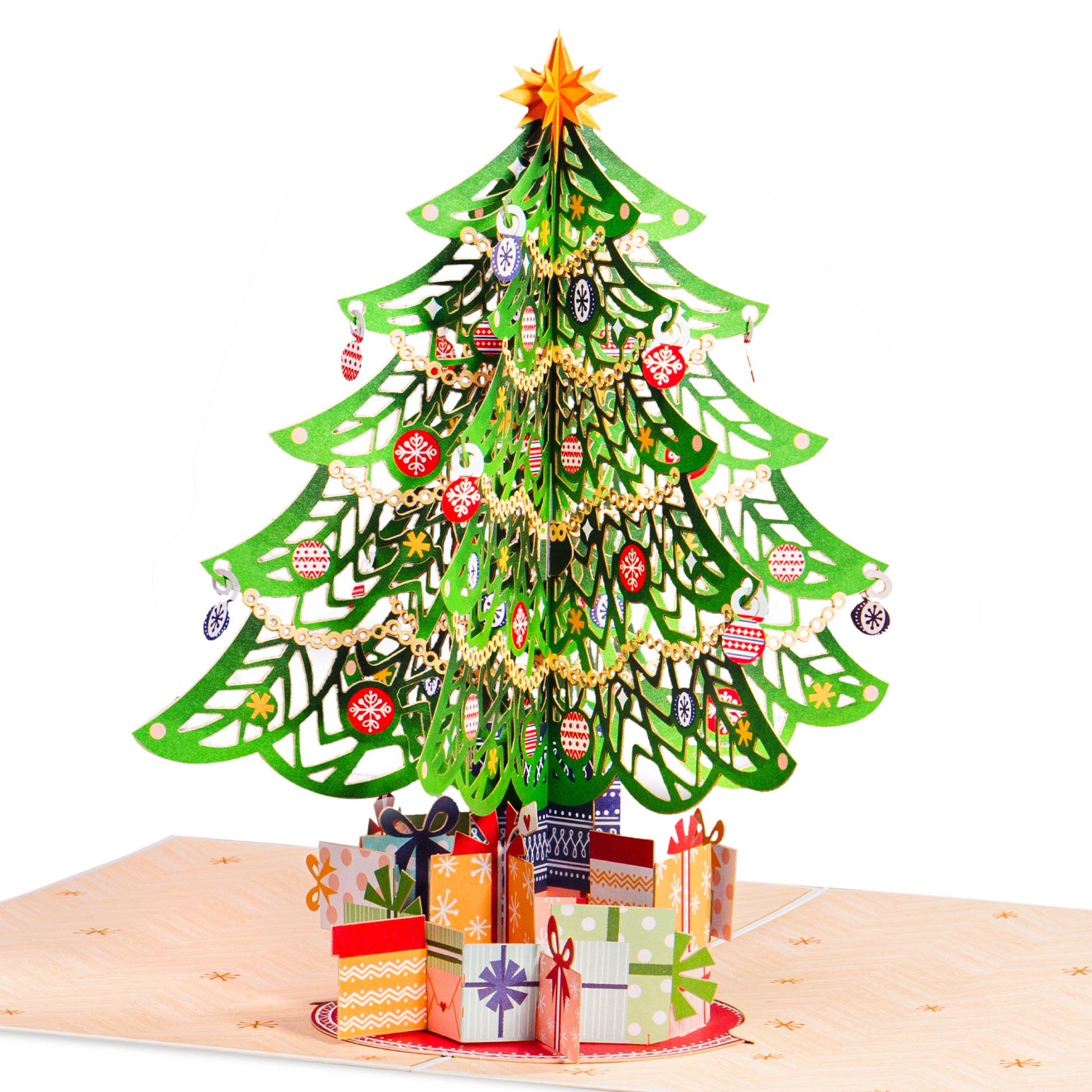 Oversized Christmas Tree Pop Up Card, 10" x 7" Includes Envelope and Note Tag - Paper Love