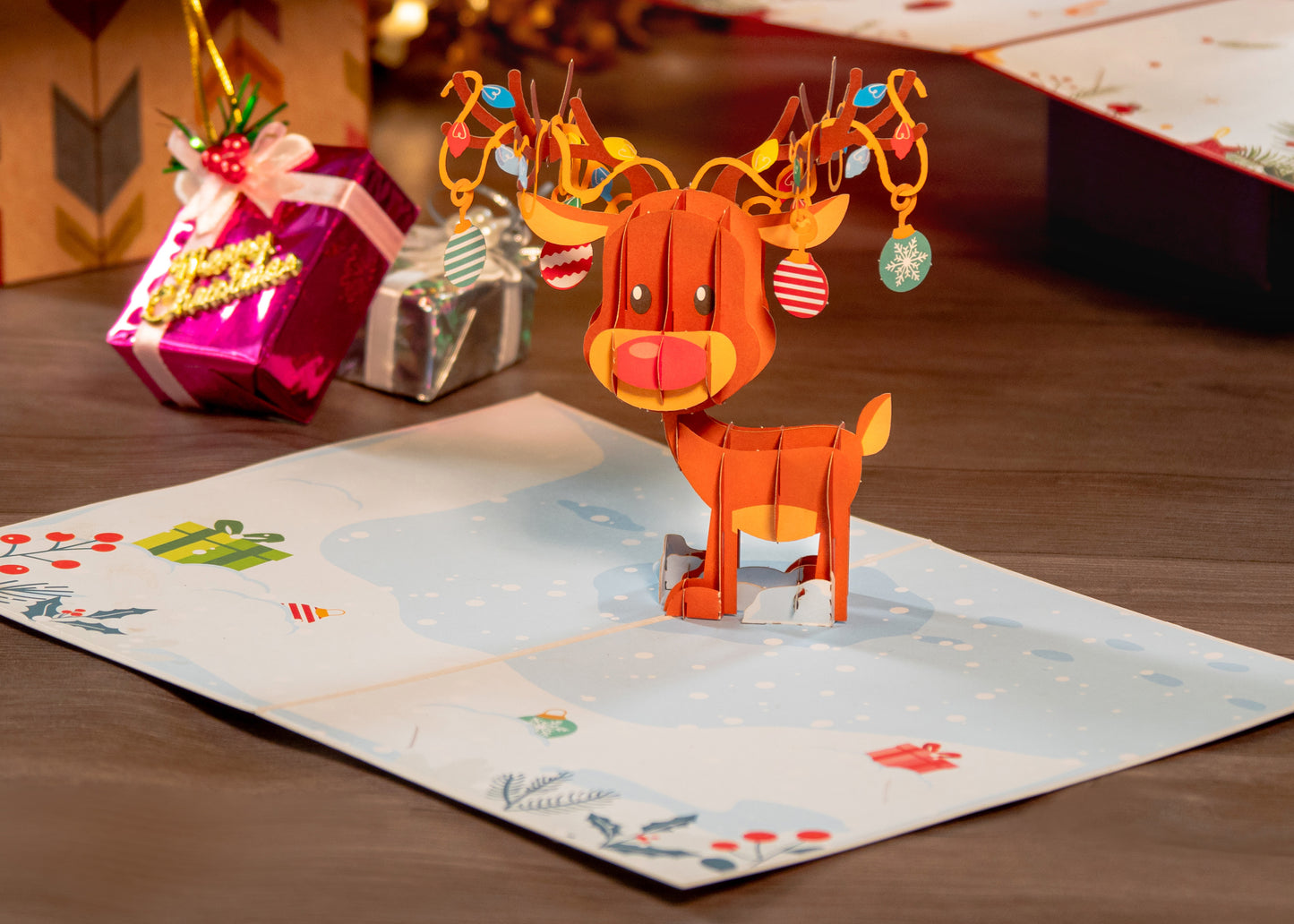Reindeer Pop Up Christmas Card - Paper Love