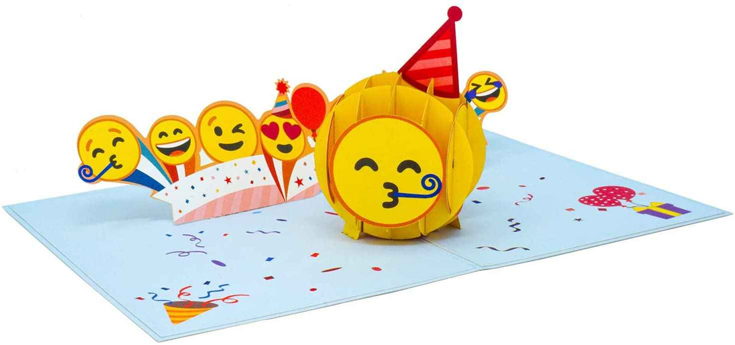 Paper Love Pop Up Cards - Partying Emoji Pop Up Birthday Card