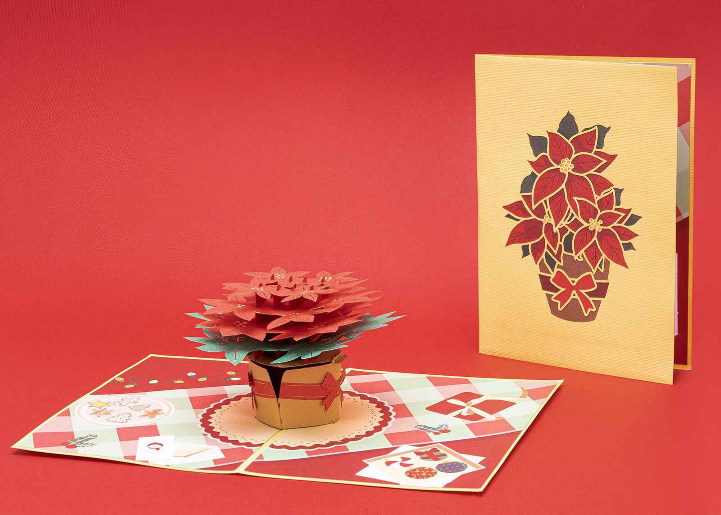 Paper Love Pop Up Cards - Poinsettia Christmas Flower Pop Up Card