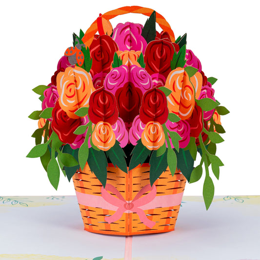 Roses Basket Pop Up Card - Paper Love
