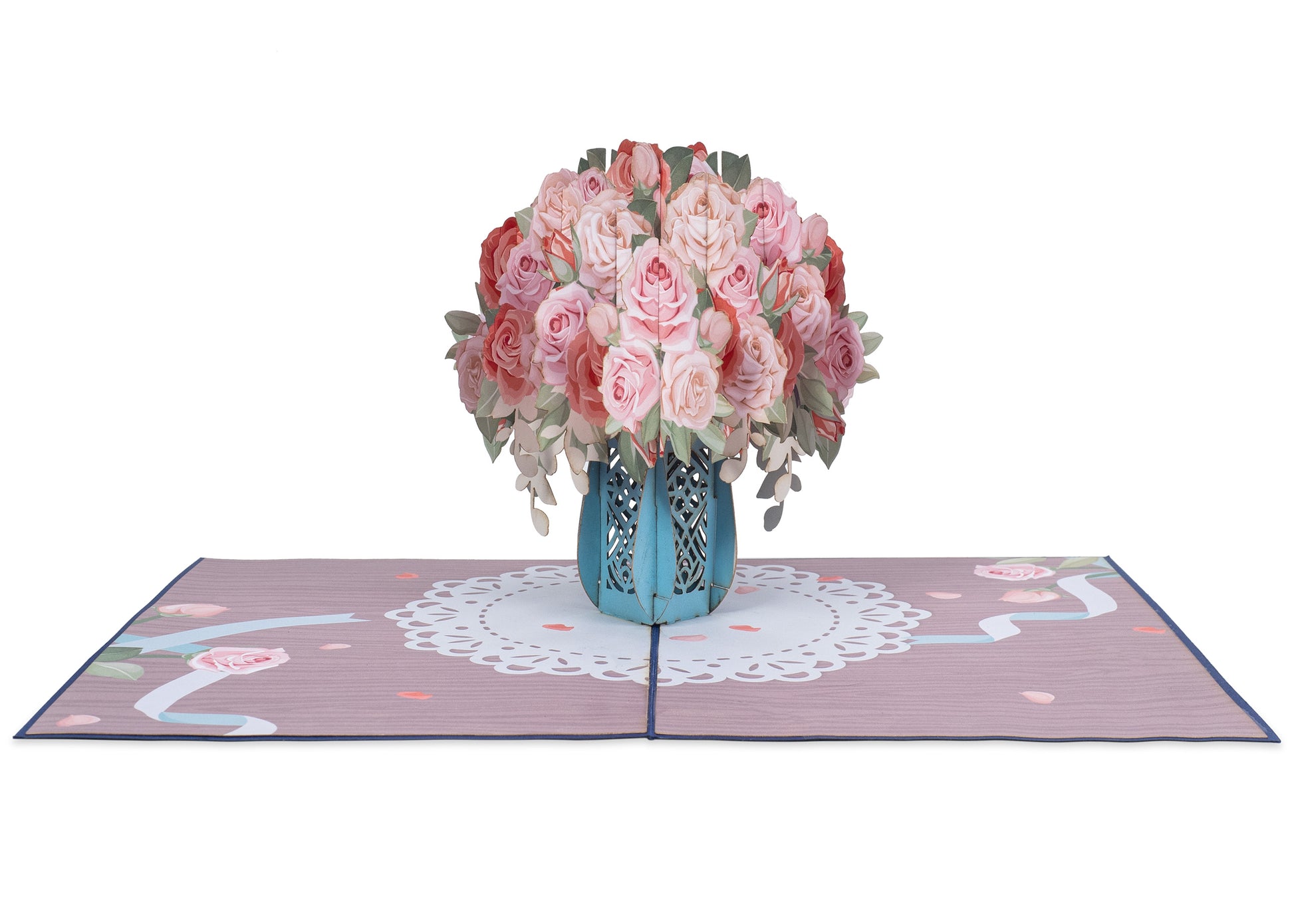 Pink Roses Pop Up Card - Paper Love