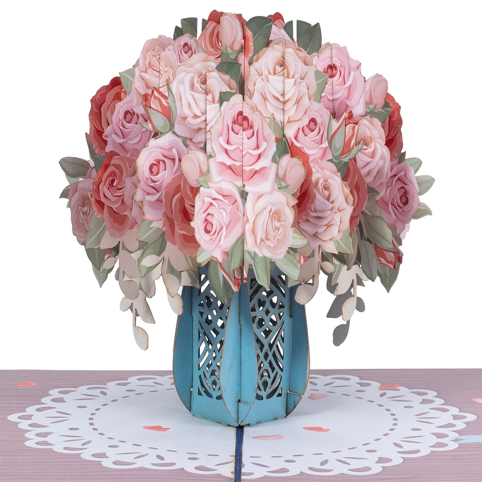 Pink Roses Pop Up Card - Paper Love