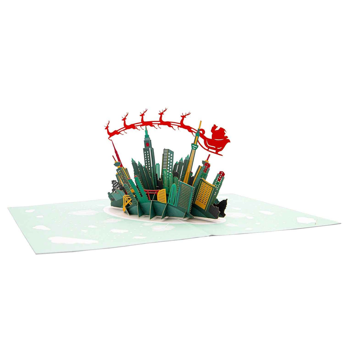 Paper Love Pop Up Cards - Skyline Santa Sleigh Pop Up Christmas Card