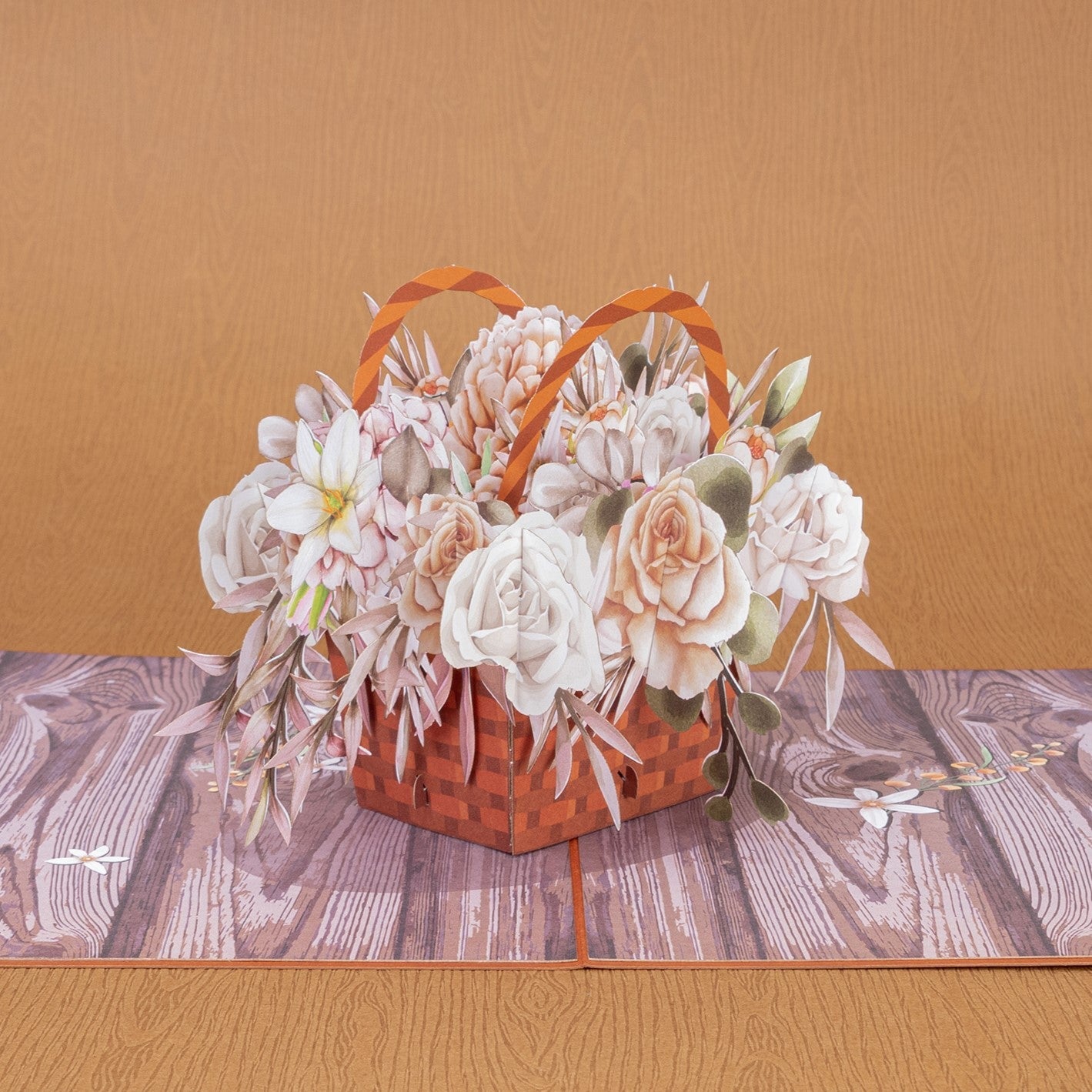 basket of rustic flowers pop up card_collection_image