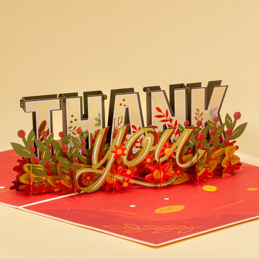 thank you 3D pop up card in red and gold accents_collection_image