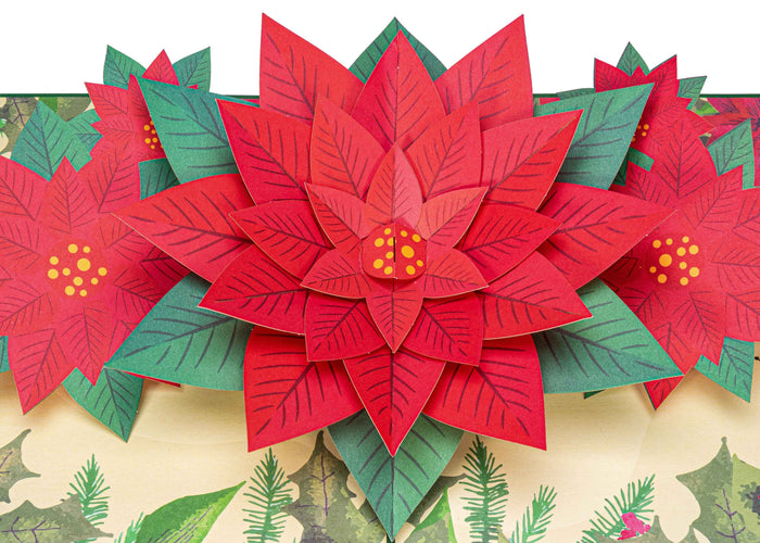 Poinsettia Pop Up Christmas Card pop-up Christmas card open