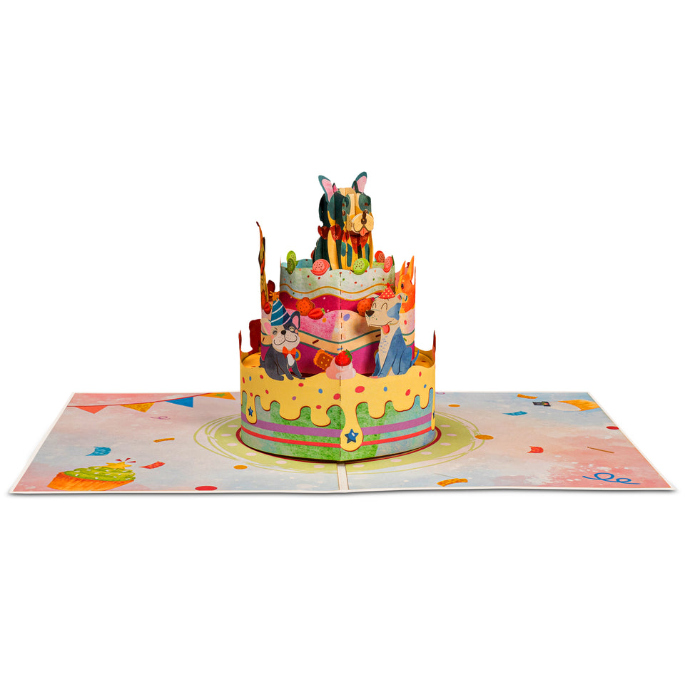 Dog Birthday Cake Frndly Pop Up Card 100% Recycled and Eco-Friendly