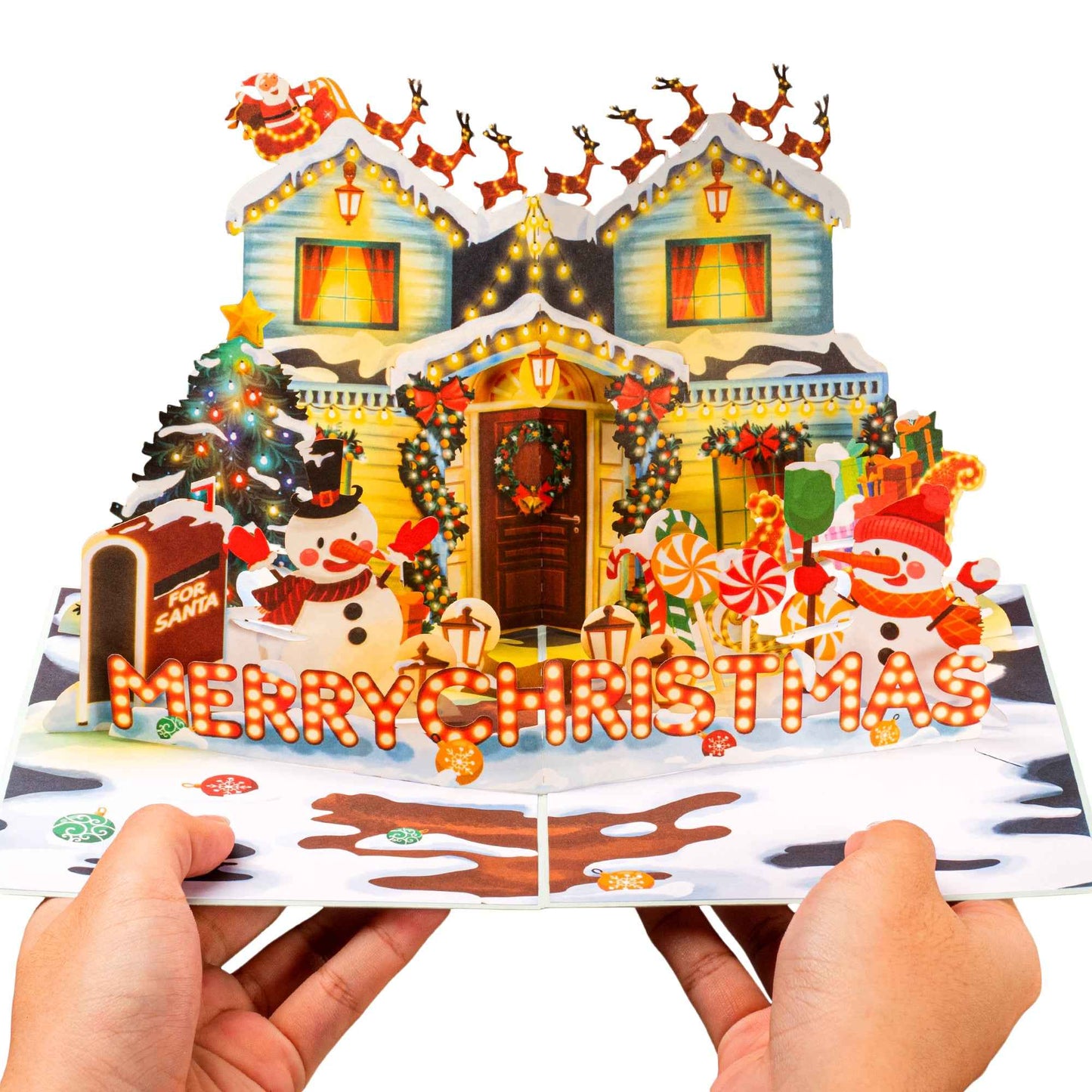 Paper Love Pop Up Cards - Decorated House Pop Up Christmas Card