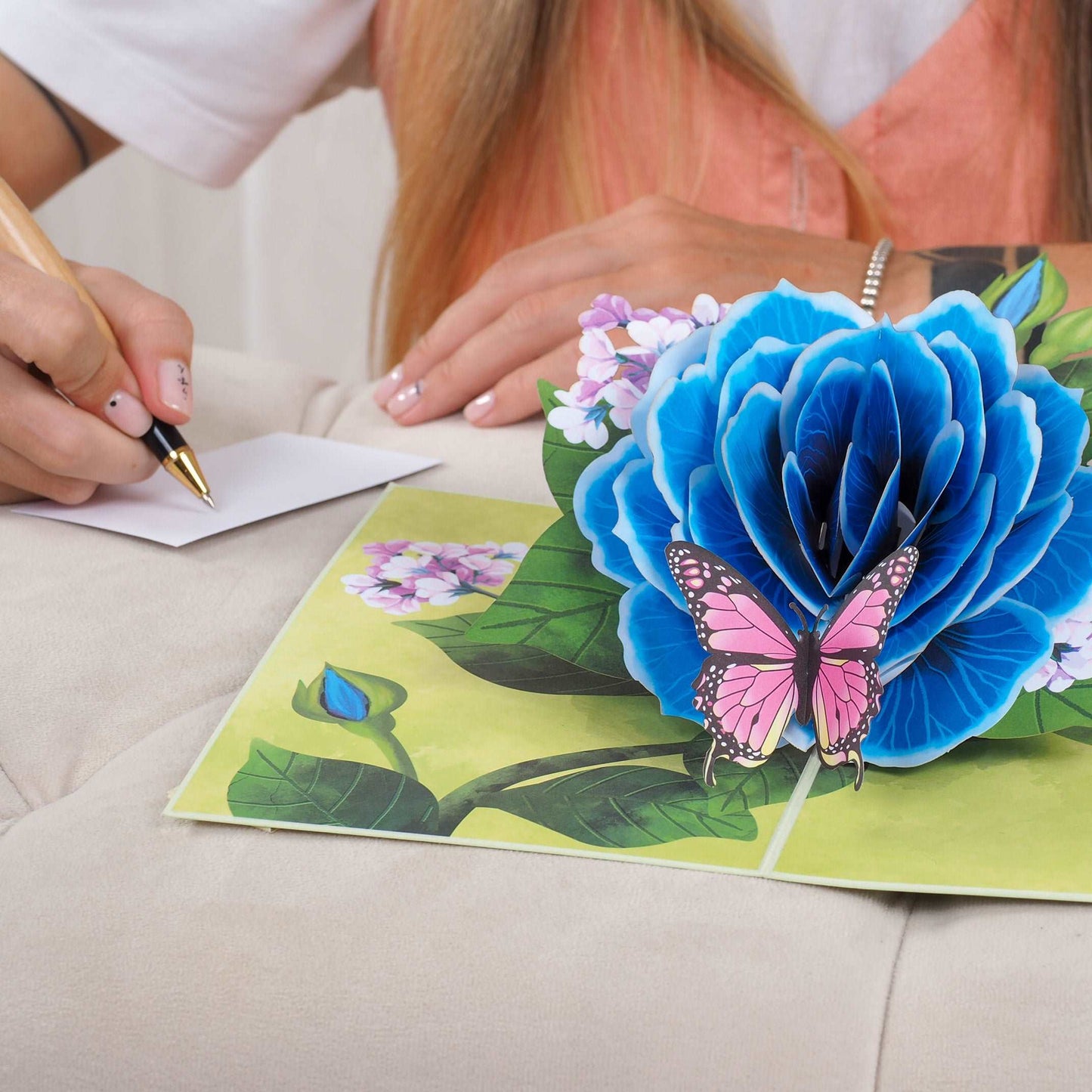 Blue Rose Pop Up Card