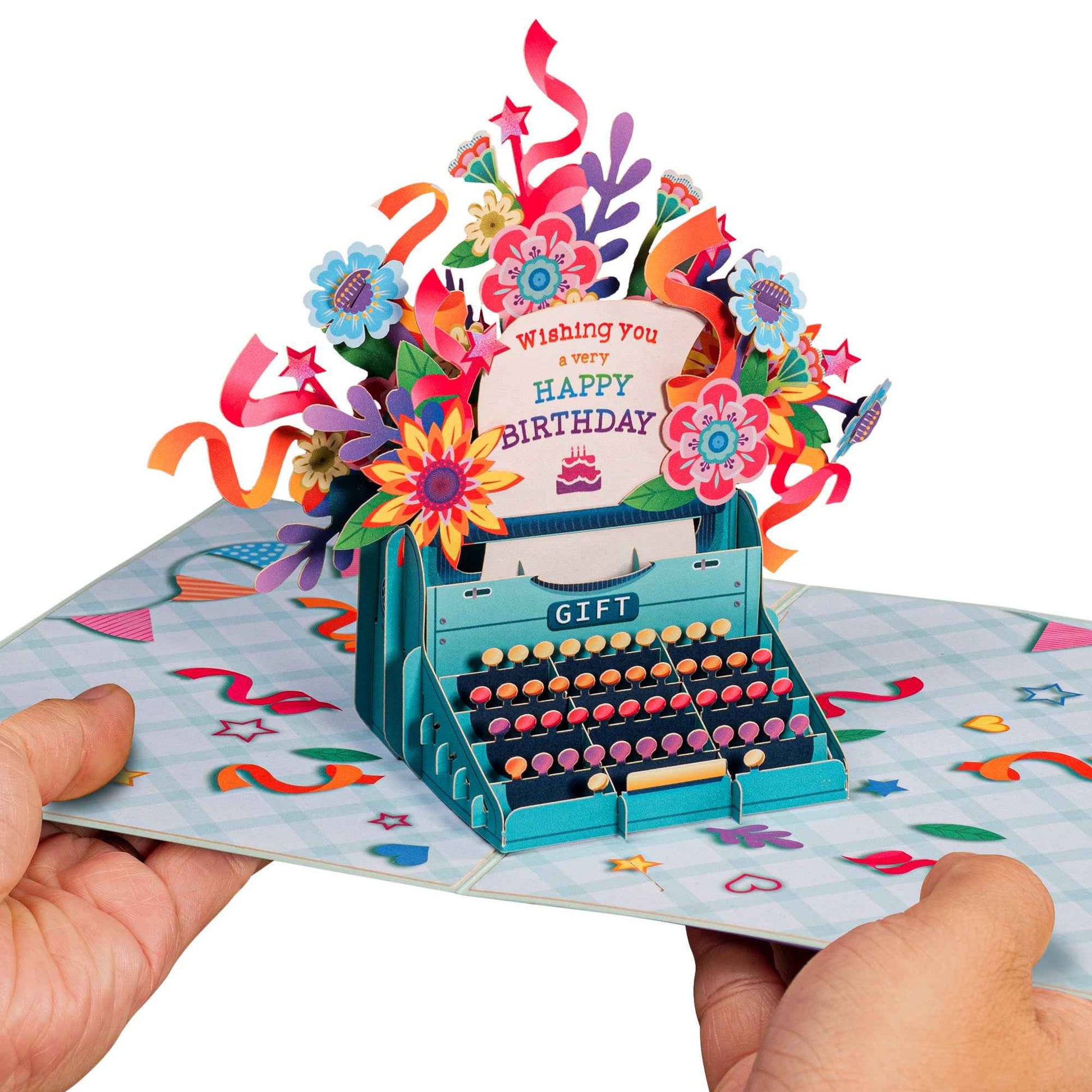 Paper Love Pop Up Cards - Happy Birthday Typewriter Pop Up Card