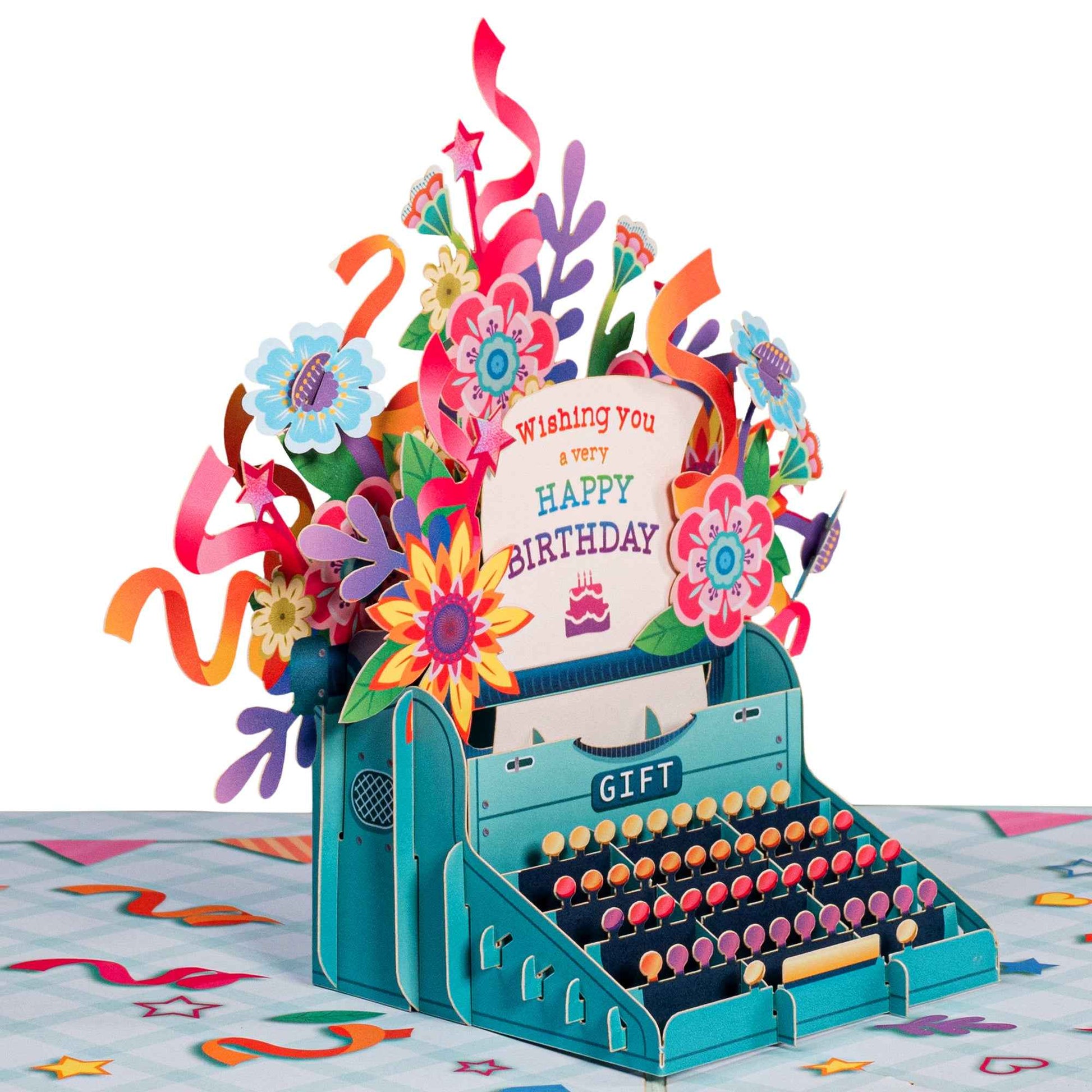 Paper Love Pop Up Cards - Happy Birthday Typewriter Pop Up Card